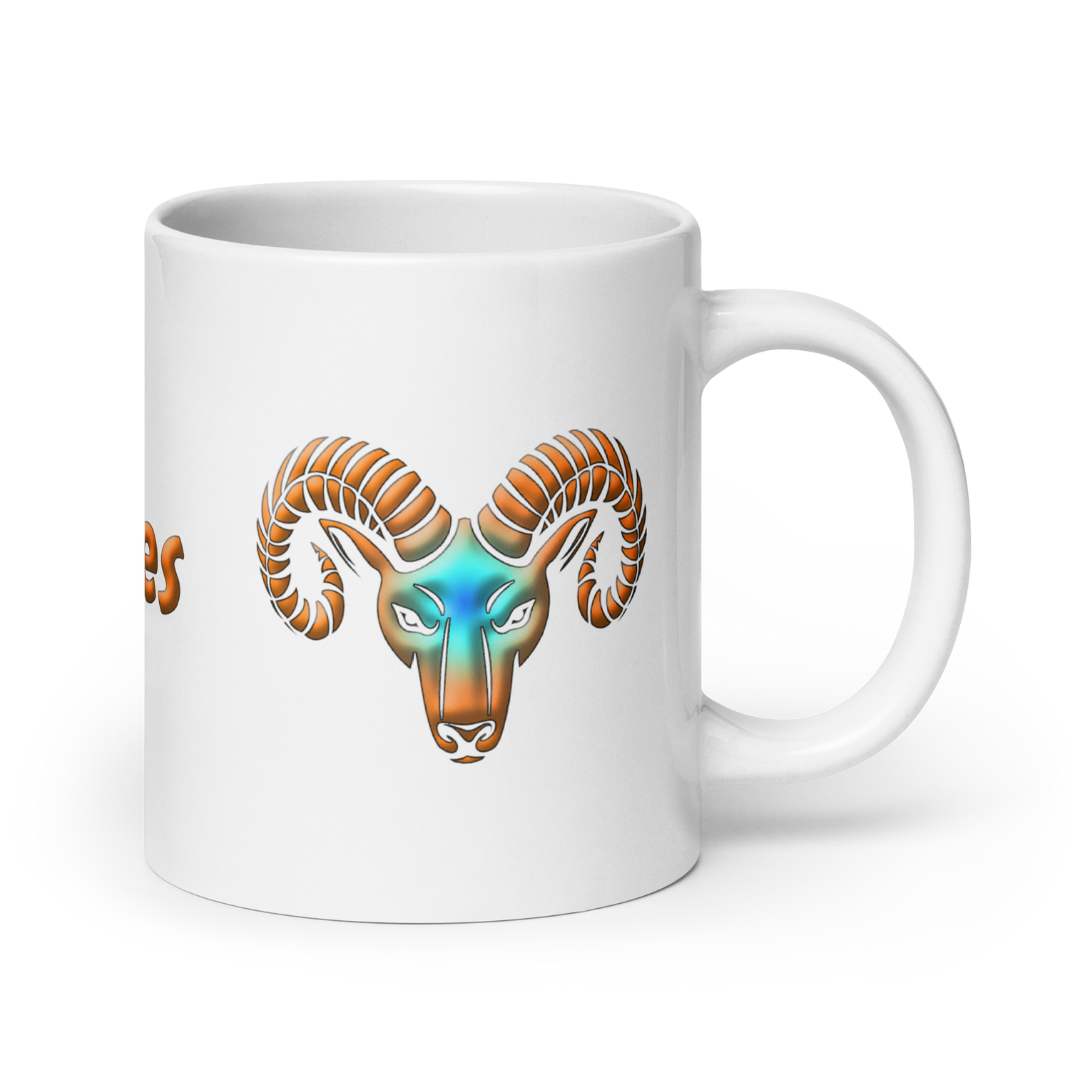 20 oz White Glossy Ceramic Mug with Aries Symbol