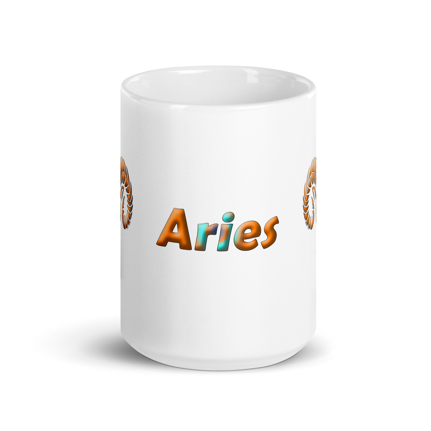 White 15oz Ceramic Mug with Aries Text