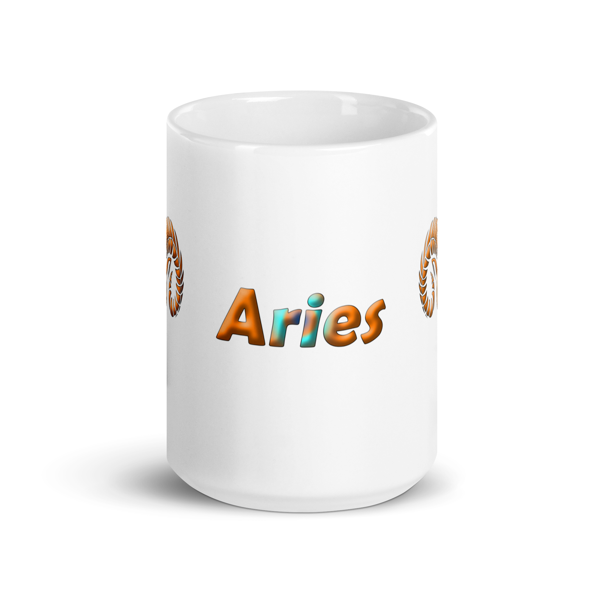 White 15oz Ceramic Mug with Aries Text