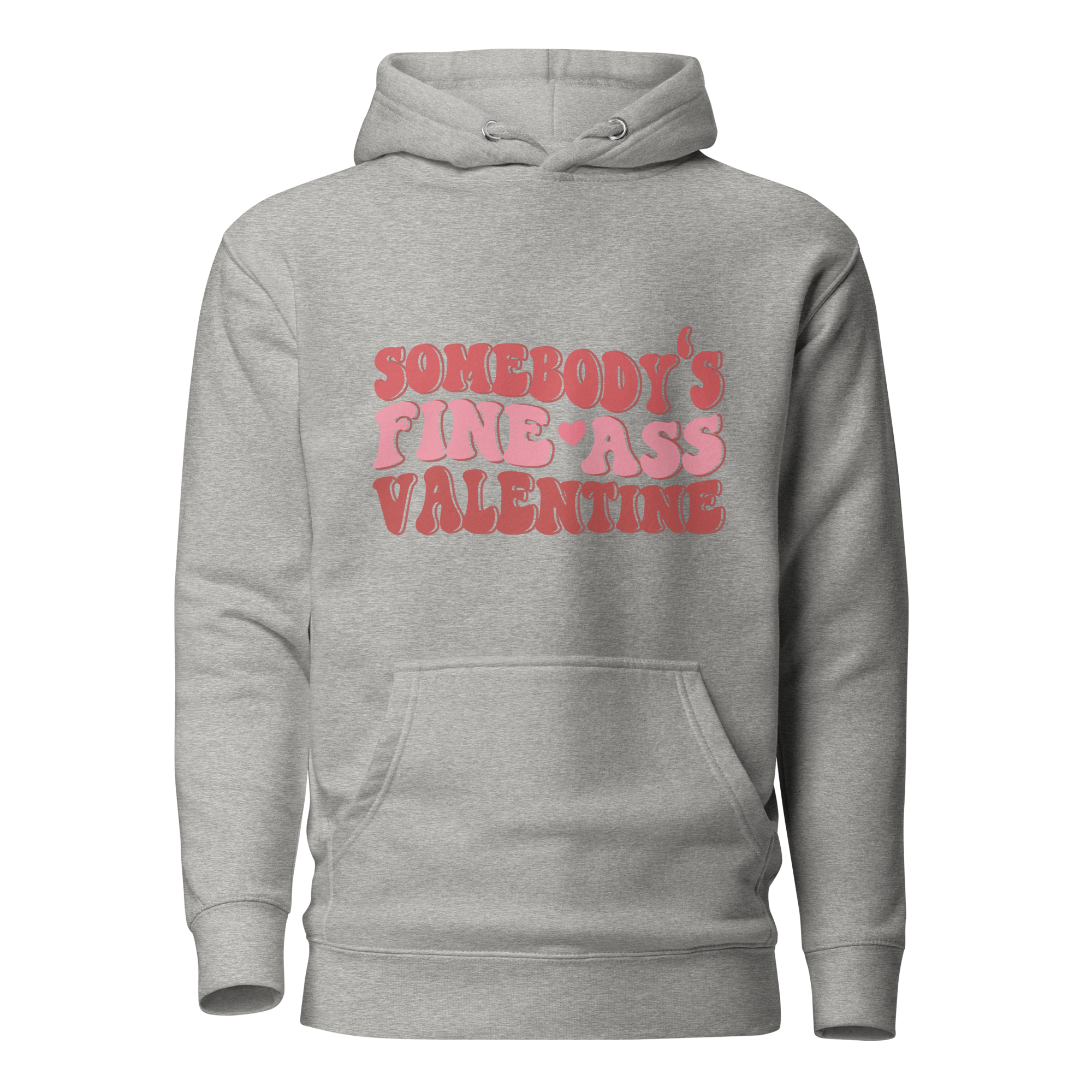 Charcoal Grey Hoodie with Wavy Pink Text "Somebody&