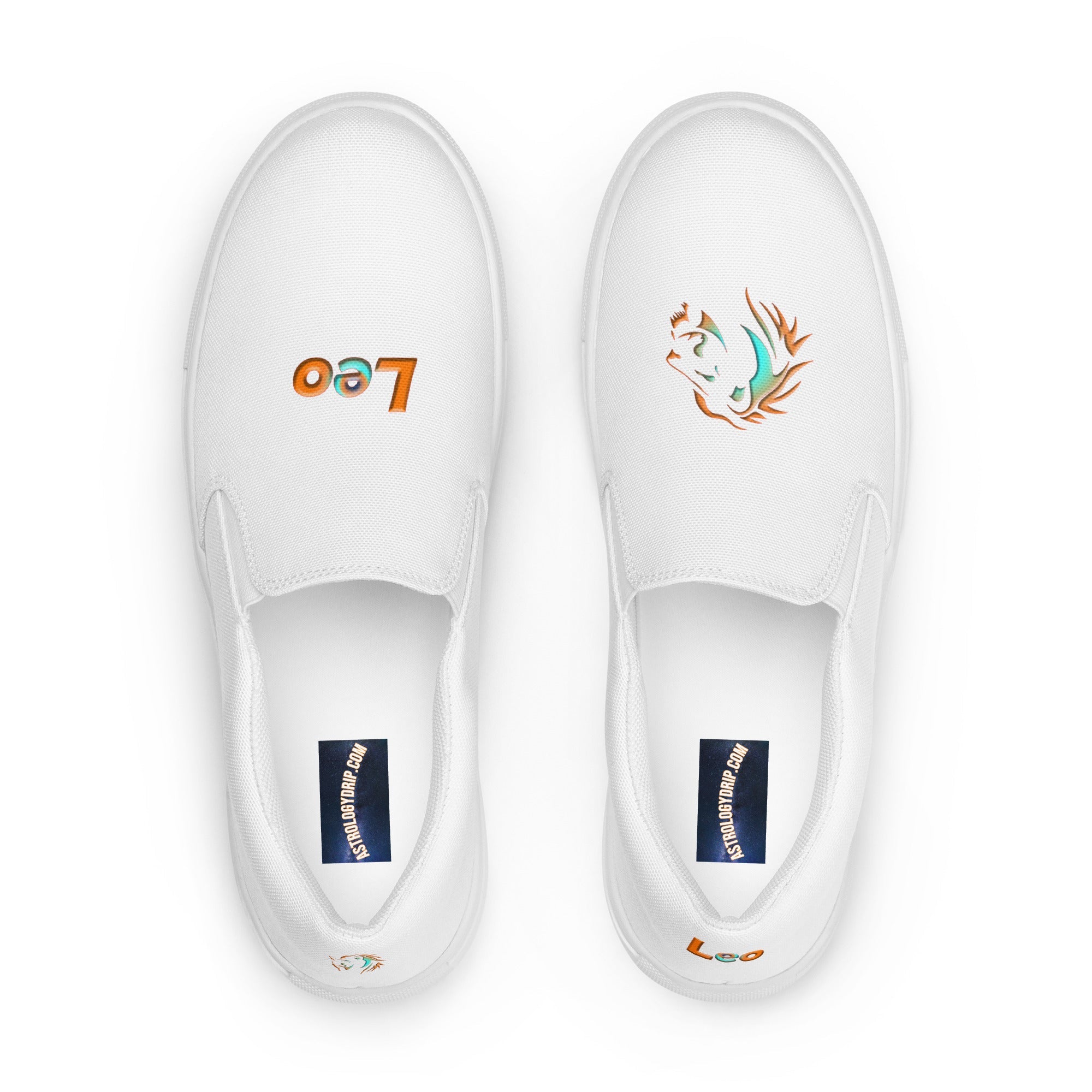 Top View of White Canvas Slip-On Shoes, Leo