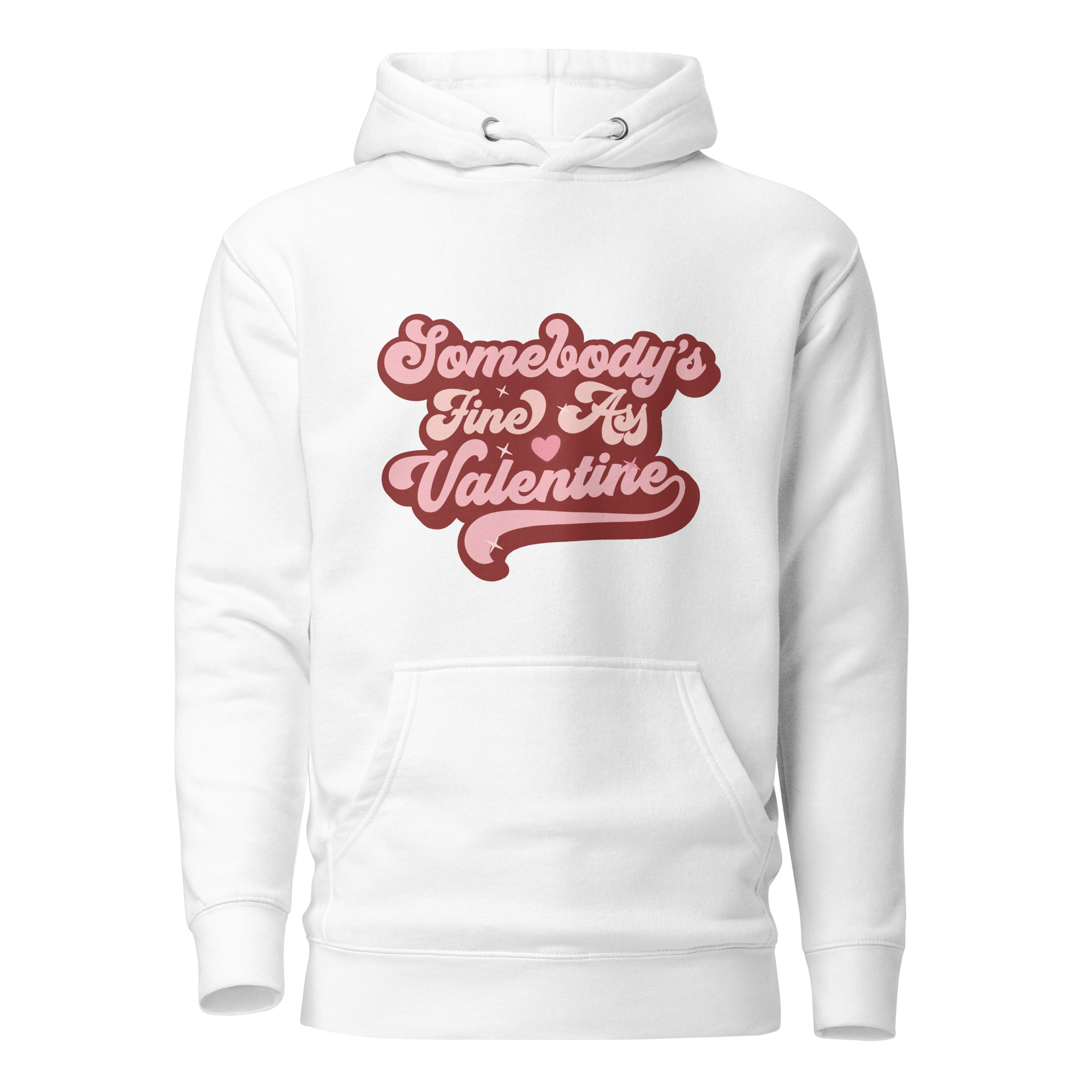 White Hoodie with Pink Retro Style Text "Somebody&