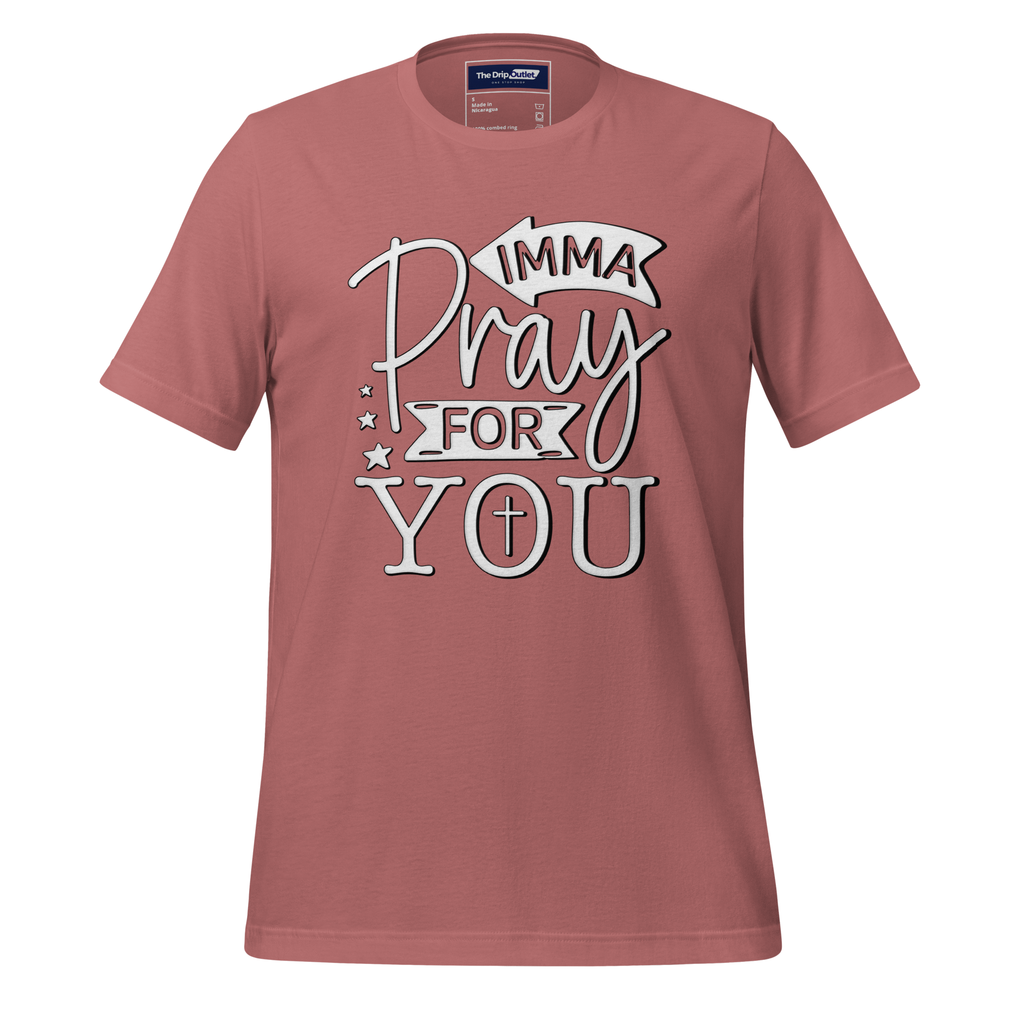 A Crew Neck T-Shirt with Text - "Imma Pray For You" - Mauve