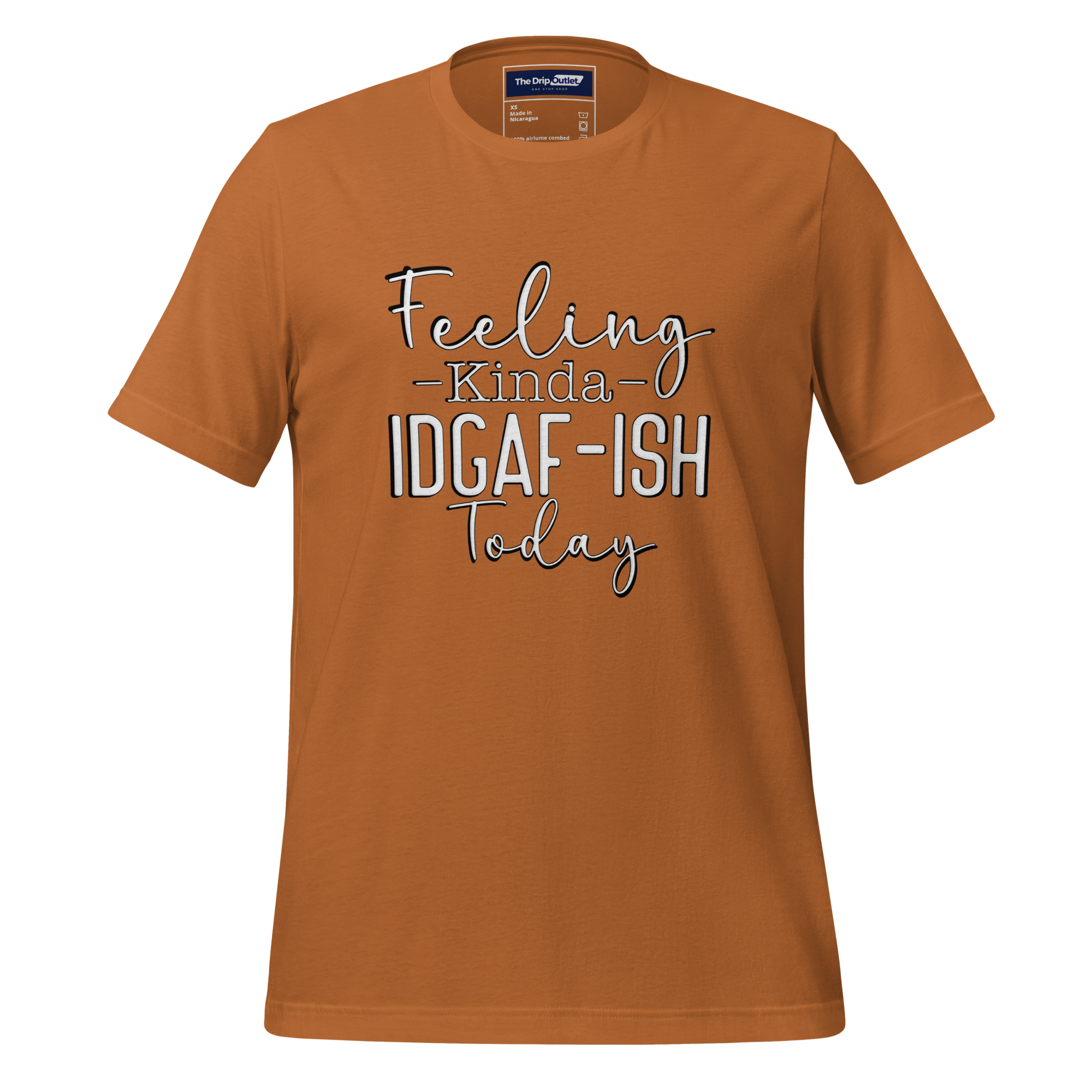 A Crew Neck T-Shirt with Text - "Feeling Kinda IDGAF-ish Today" - Toast