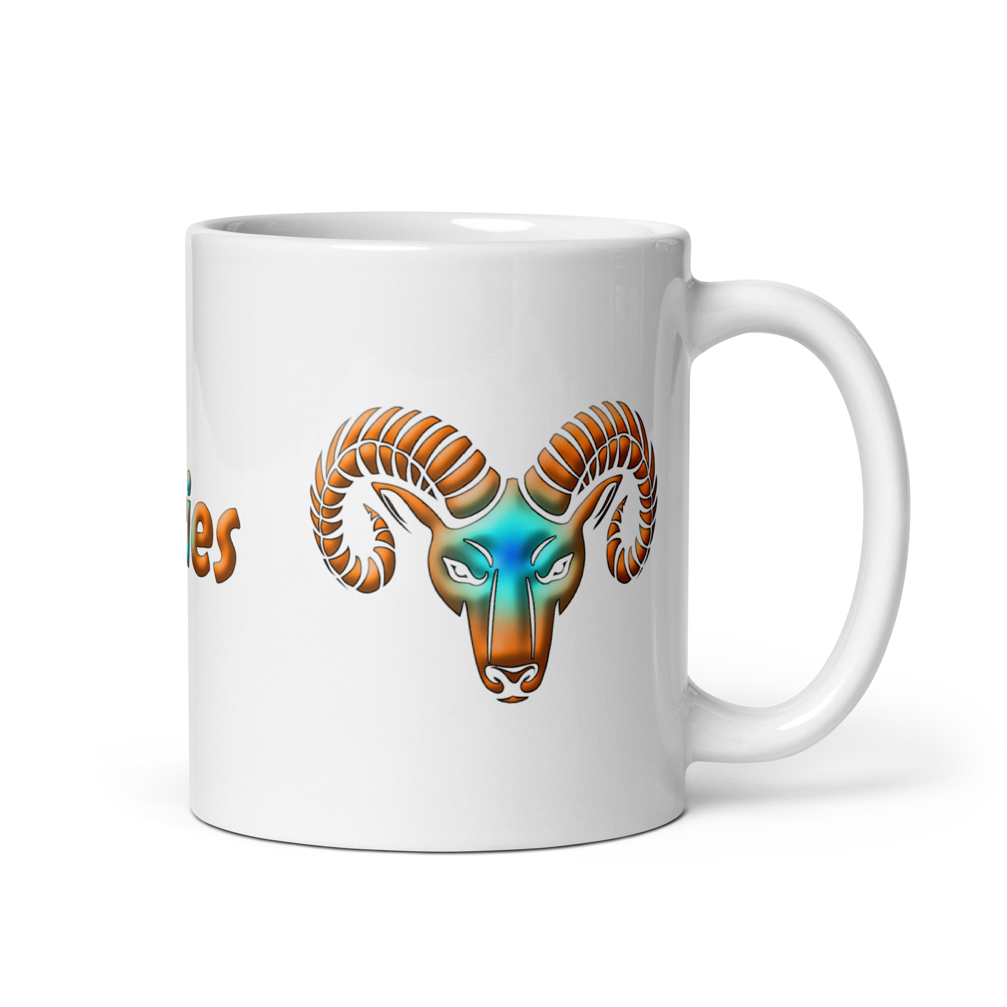 11oz White Glossy Ceramic Mug with Aries Symbol