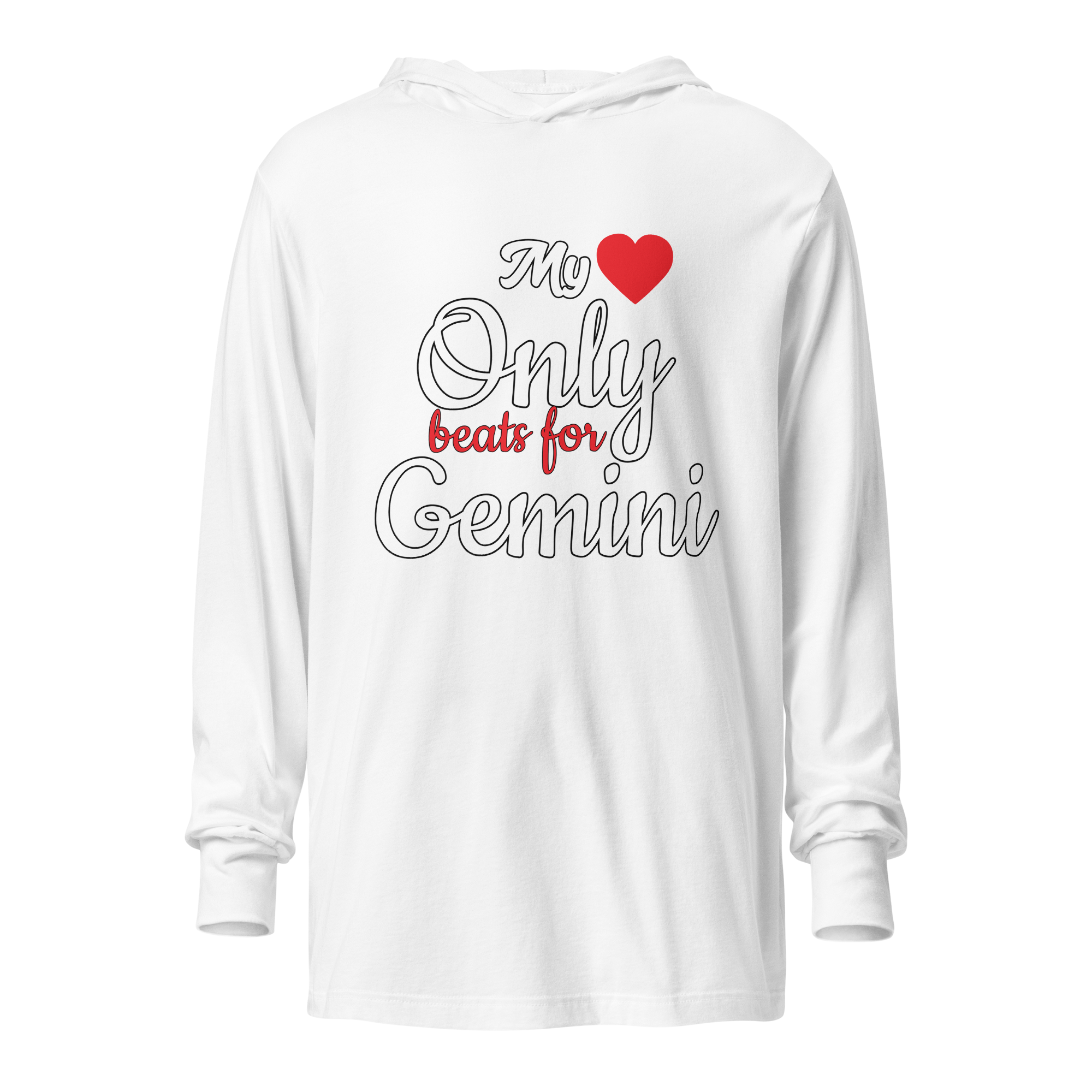 Heart Beat Long-Sleeve Hoodie Zodiac Tee - White