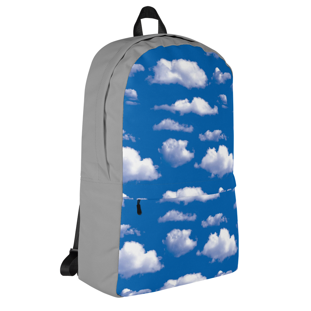 Backpack Featuring Blue Sky with Scattered Clouds - Left Side