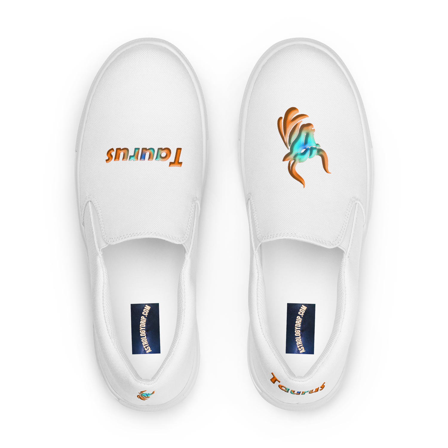 Top View of White Canvas Slip-On Shoes, Taurus