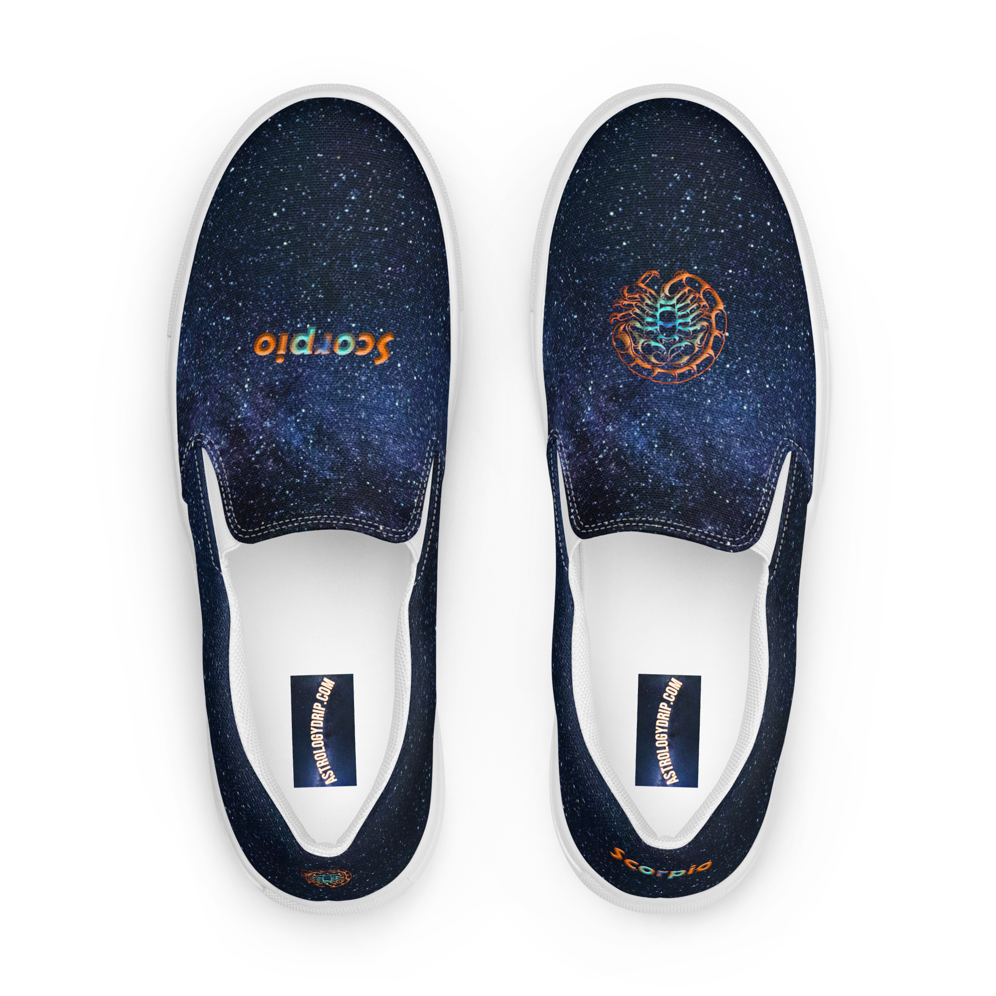 Top View of Galaxy Canvas Slip-On Shoes, Scorpio