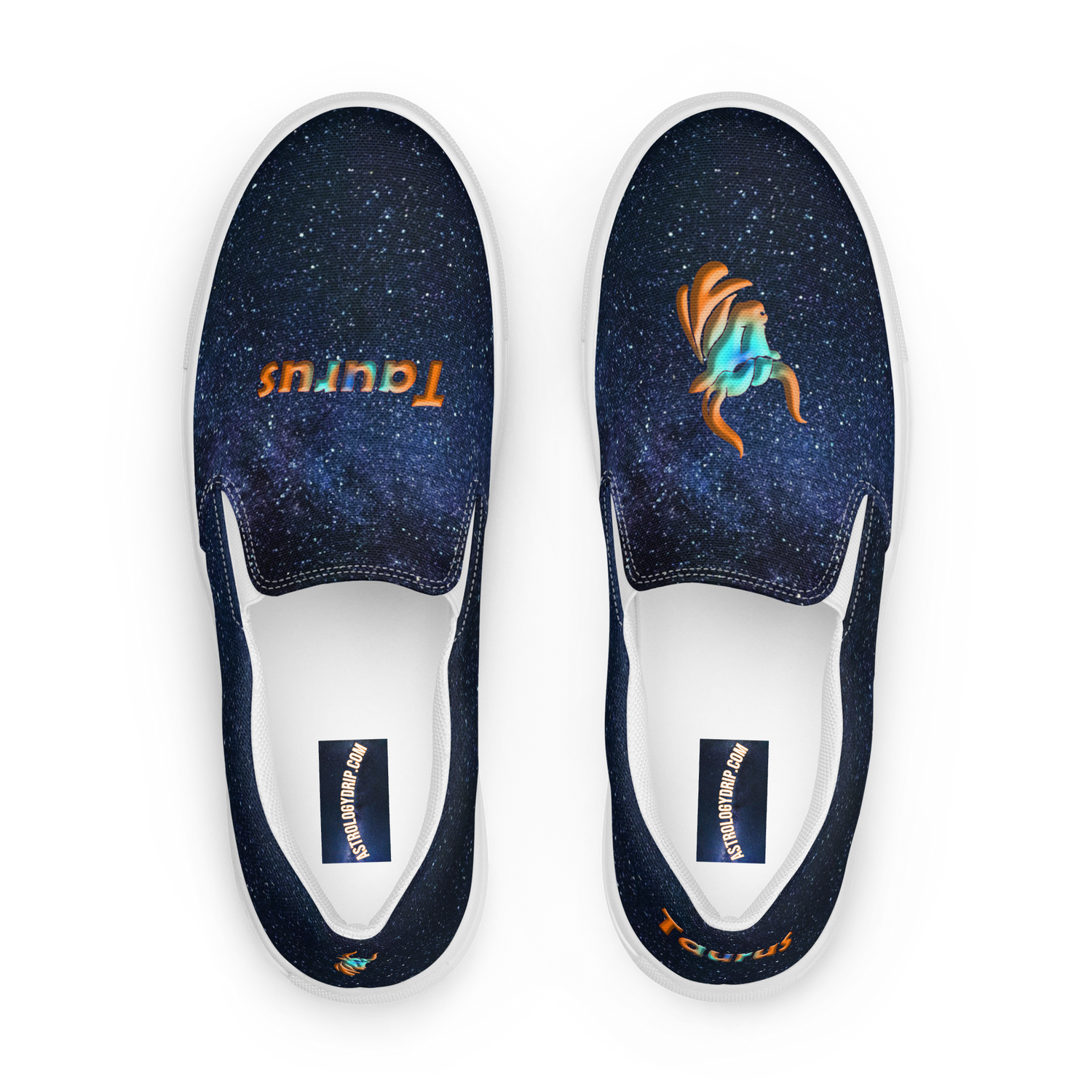 Top View of Galaxy Canvas Slip-On Shoes, Taurus