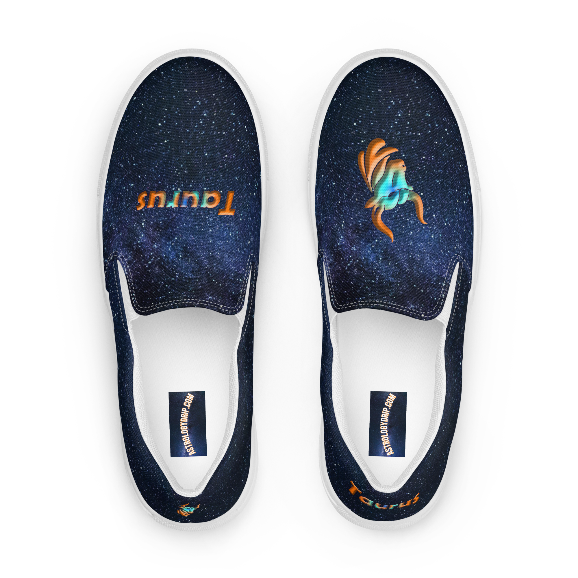 Top View of Galaxy Canvas Slip-On Shoes, Taurus