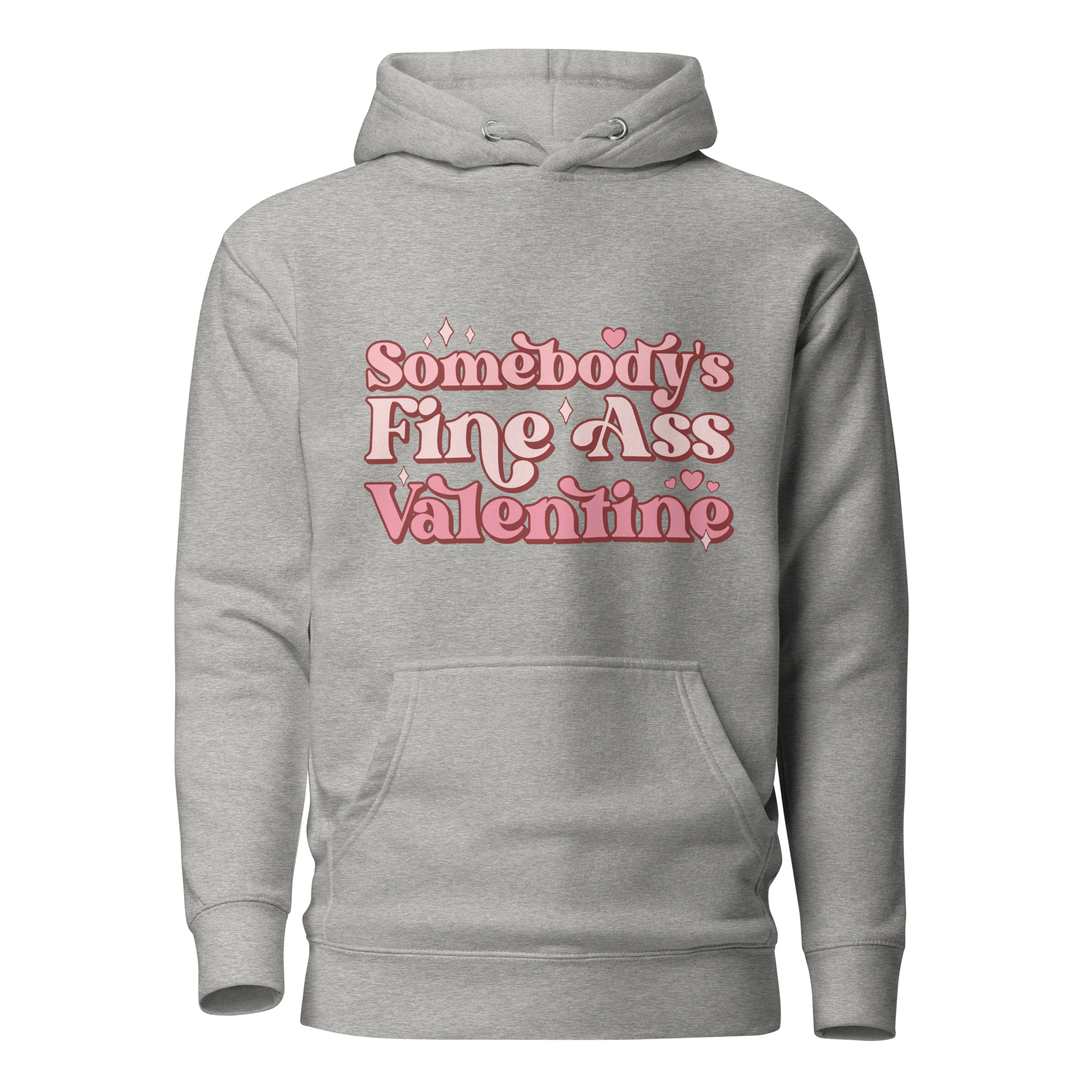 Charcoal Grey Hoodie with Pink Text &quot;Somebody&