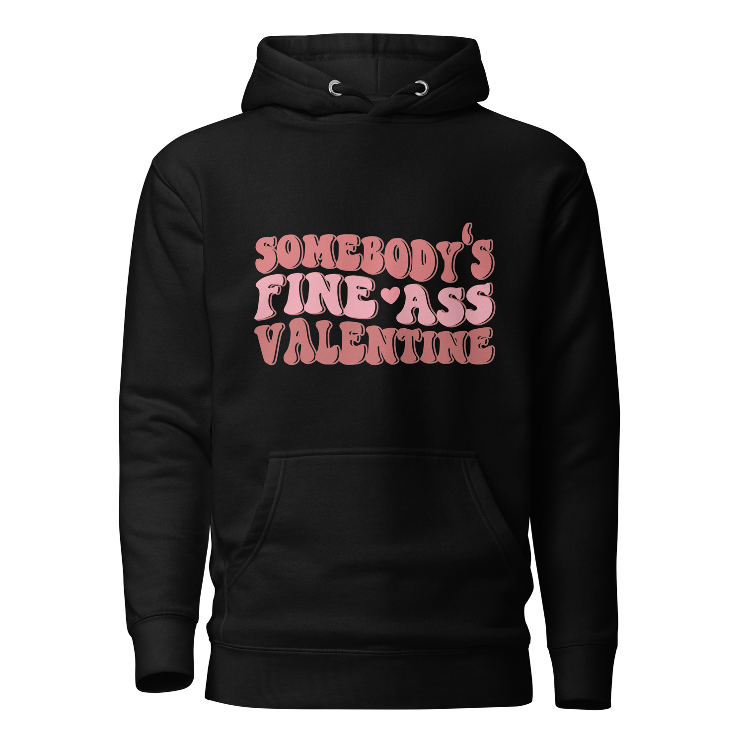 Black Hoodie with Wavy Pink Text &quot;Somebody&