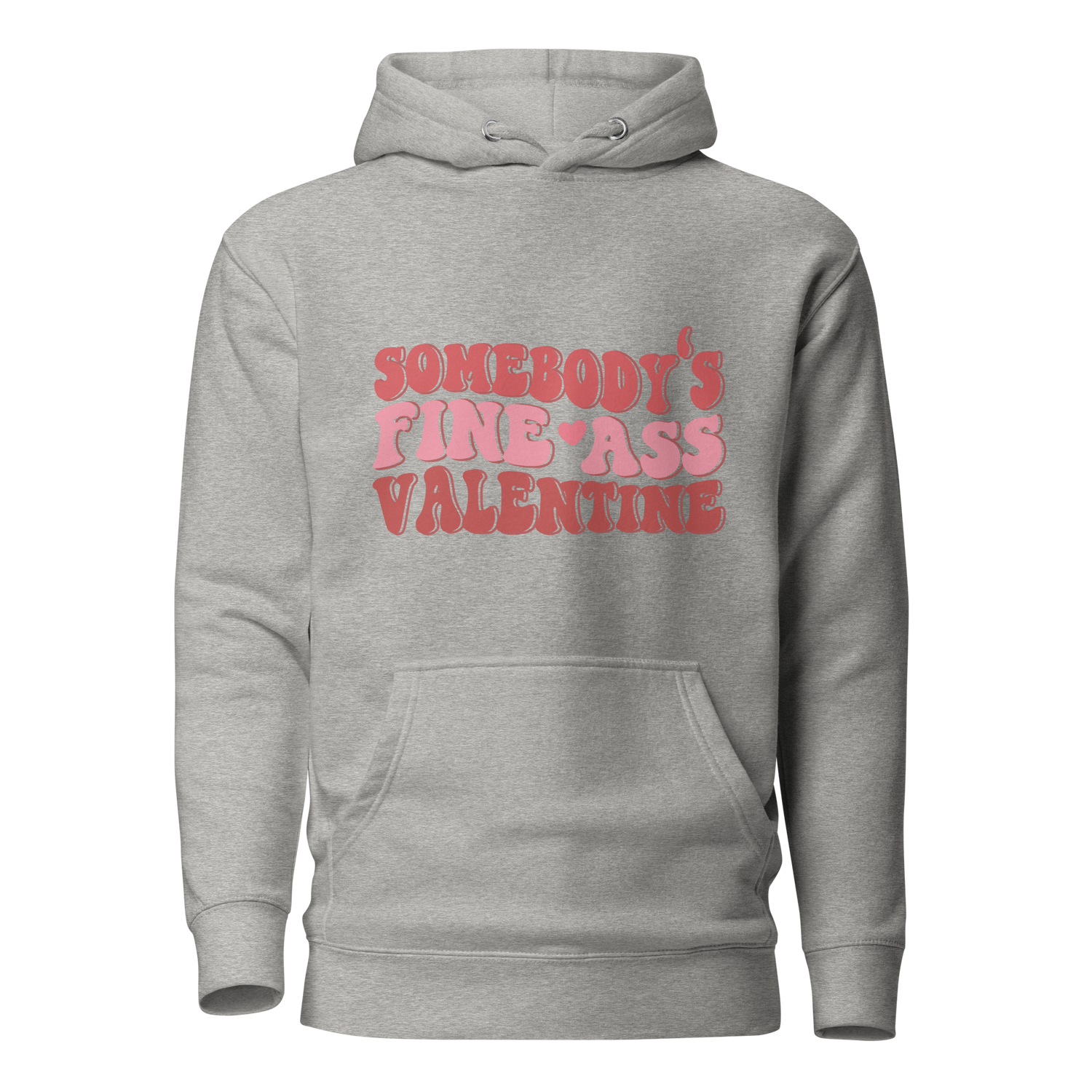 Charcoal Grey Hoodie with Wavy Pink Text &quot;Somebody&