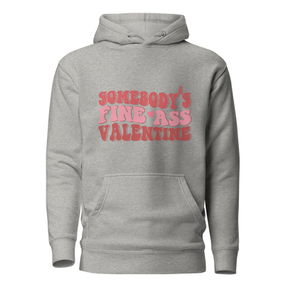 Charcoal Grey Hoodie with Wavy Pink Text &quot;Somebody&