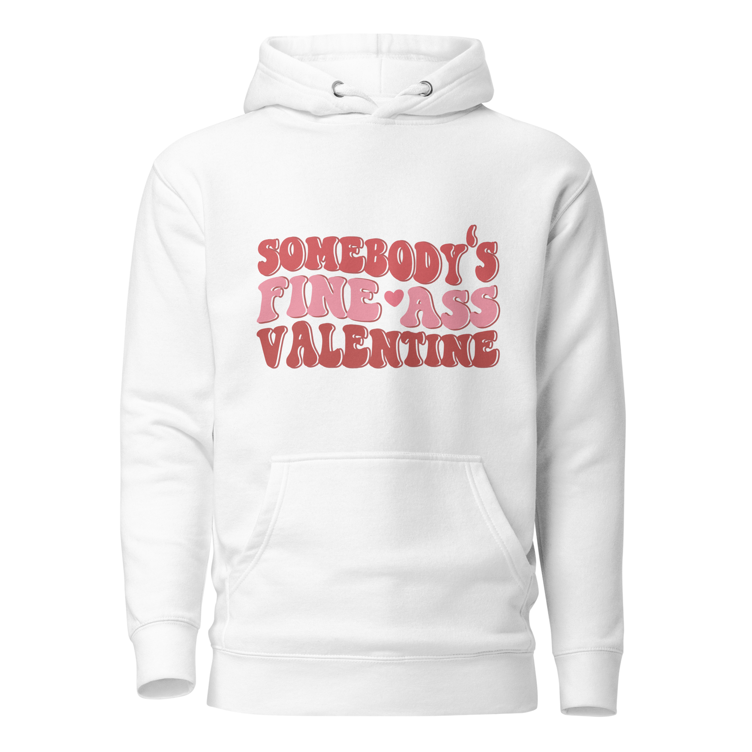 White Hoodie with Wavy Pink Text &quot;Somebody&