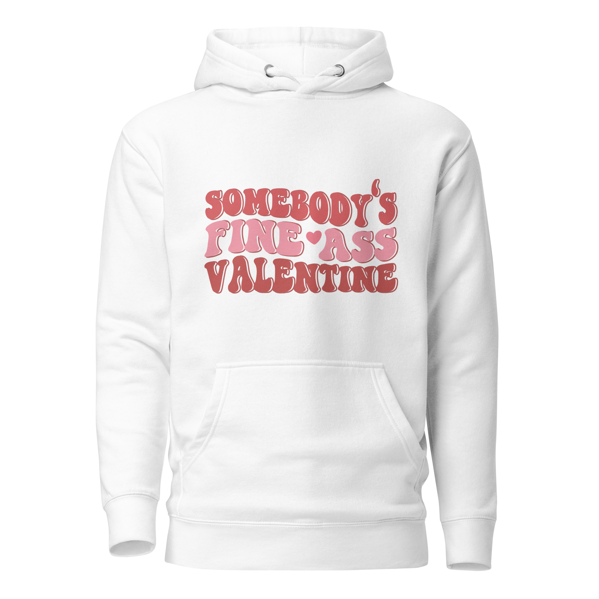 White Hoodie with Wavy Pink Text &quot;Somebody&