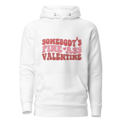 White Hoodie with Wavy Pink Text &quot;Somebody&