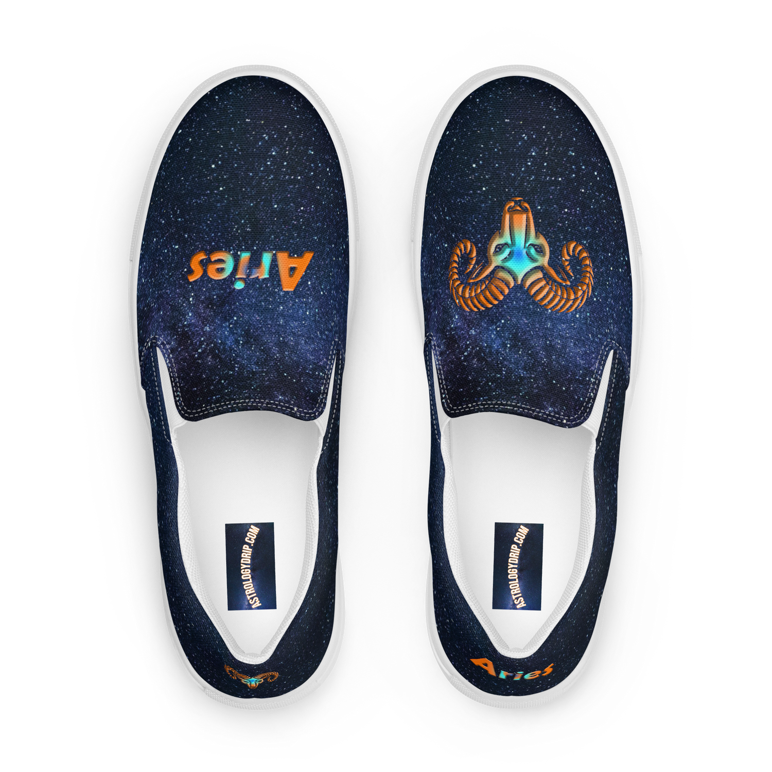 Top View of Galaxy Canvas Slip-On Shoes, Aries