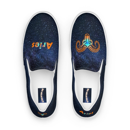 Top View of Galaxy Canvas Slip-On Shoes, Aries