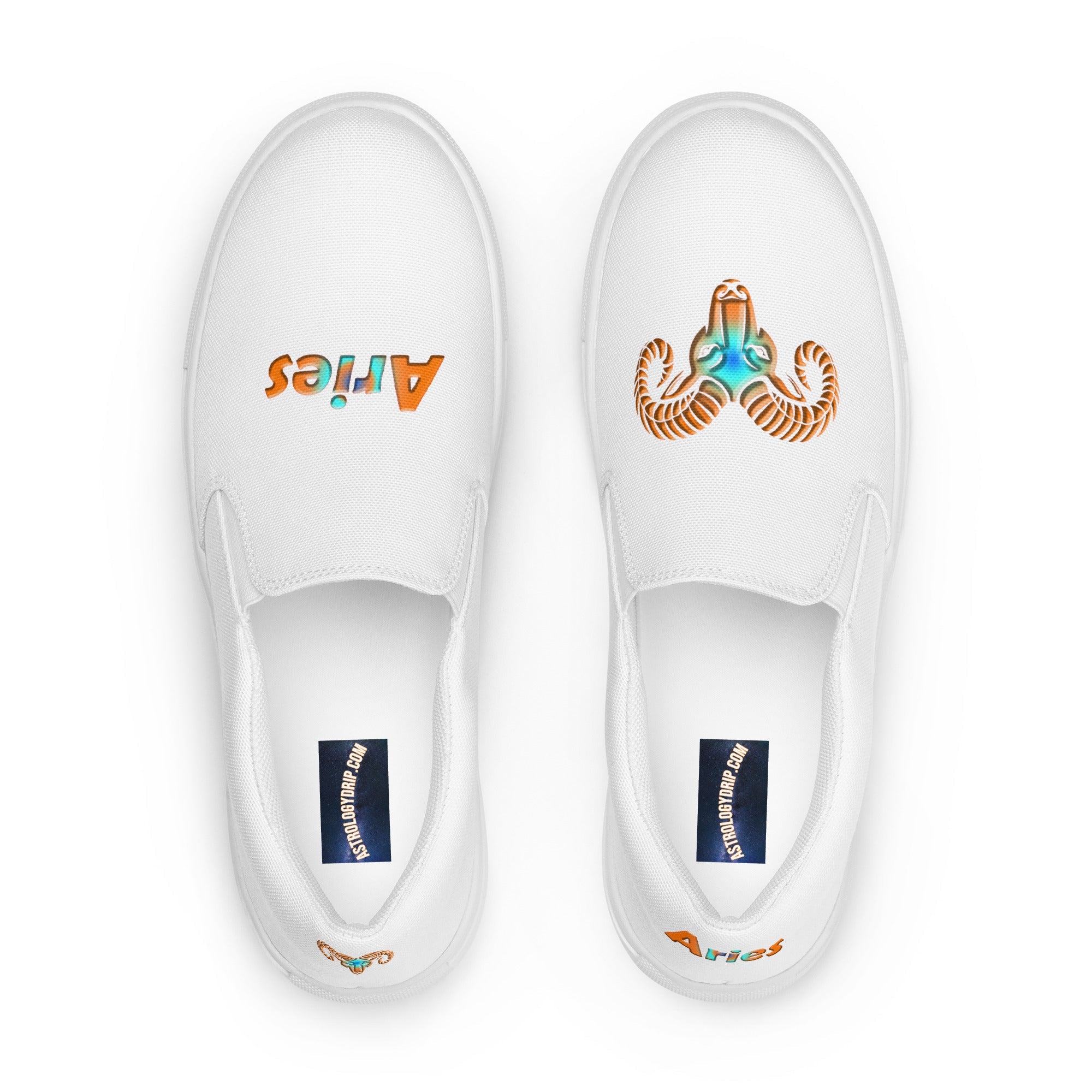 Top View of White Canvas Slip-On Shoes, Aries