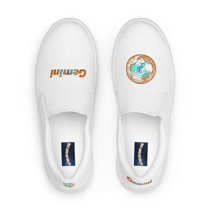 Top View of White Canvas Slip-On Shoes, Gemini