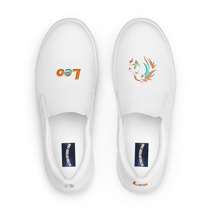 Top View of White Canvas Slip-On Shoes, Leo