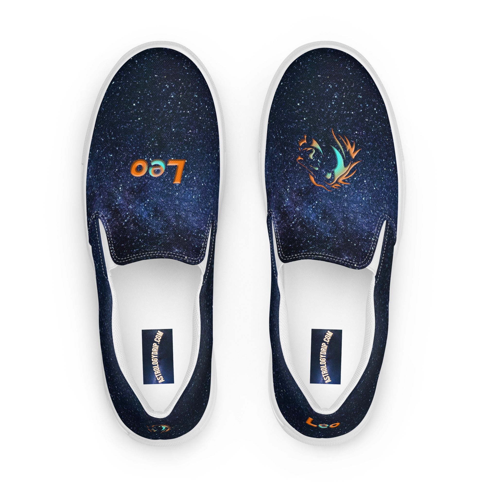 Top View of Galaxy Canvas Slip-On Shoes, Leo