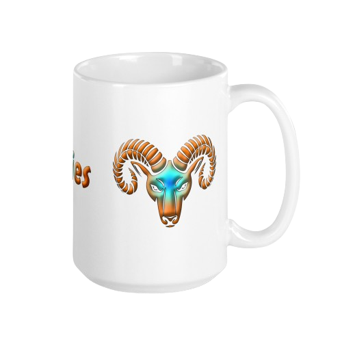 15oz White Glossy Ceramic Mug with Aries Symbol