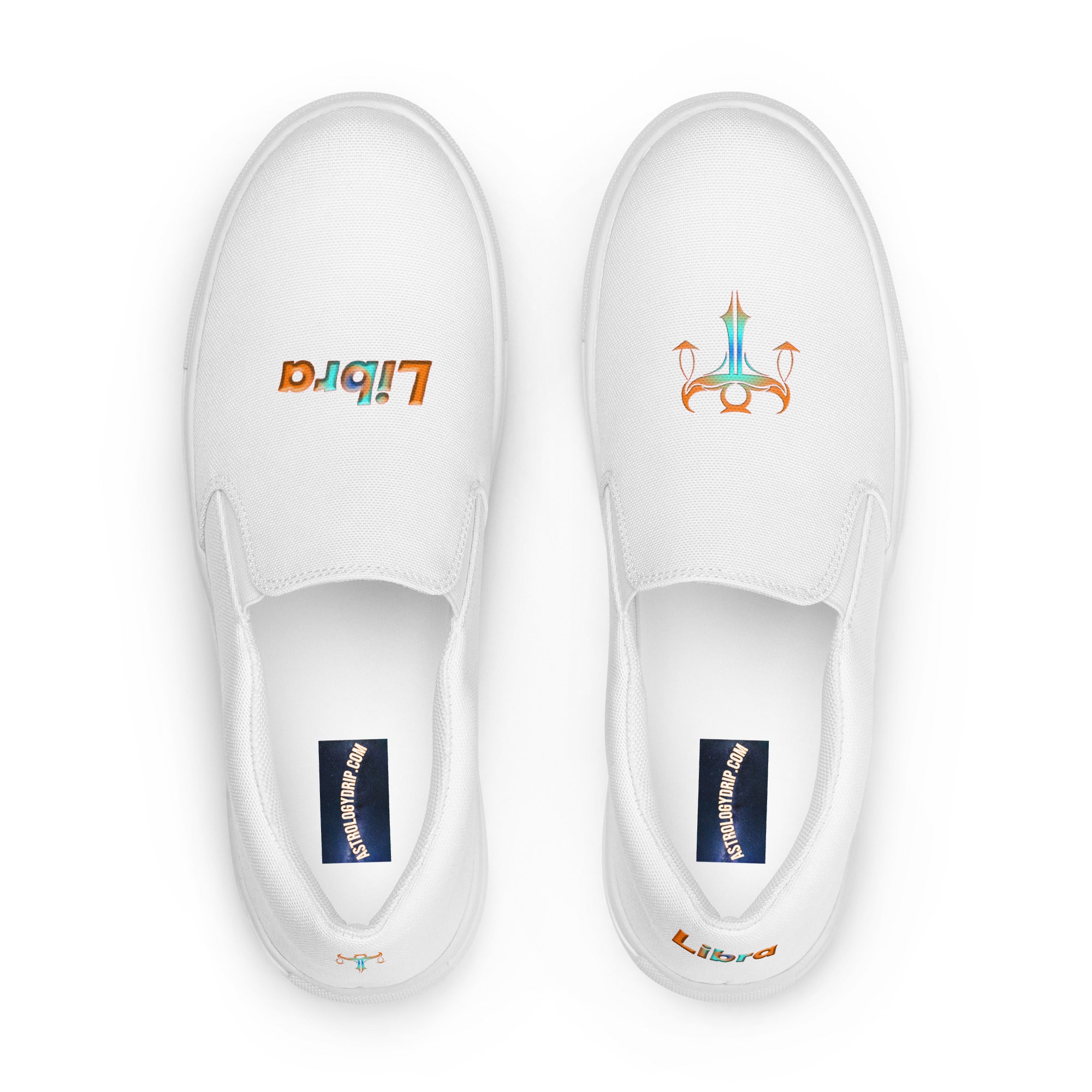 Top View of White Canvas Slip-On Shoes, Libra